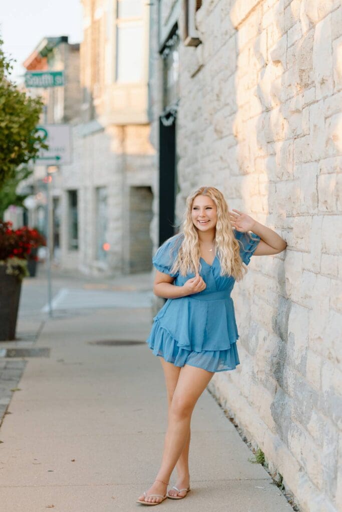 Urban senior photo of Kalea in downtown Milwaukee, capturing the city’s energy.